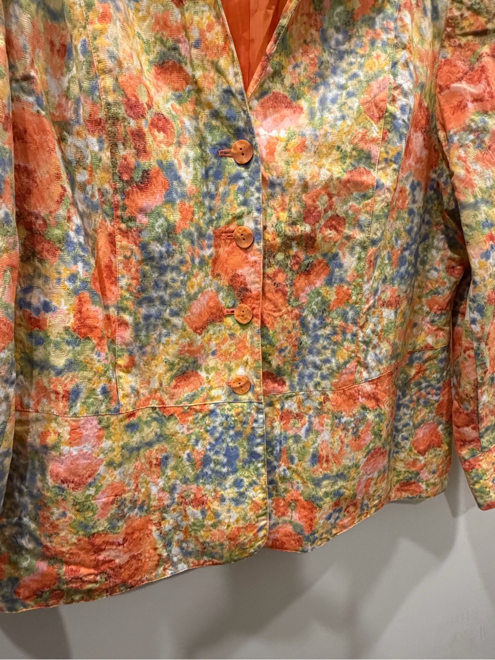 Coldwater Creek Multicolor Floral-Print butter yellow Button-Down Jacket blazer - Picture 6 of 13